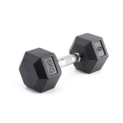 Pro Hex Rubber Dumbbell - 6 KG
